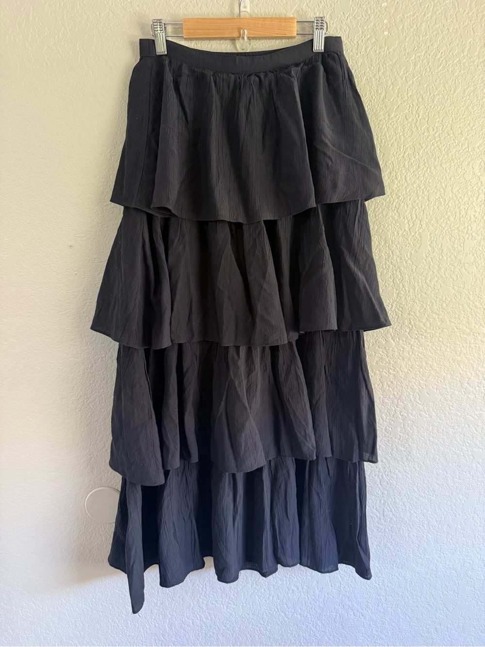 Abercrombie & Fitch Black Tiered Ruffle Maxi Skirt NEW